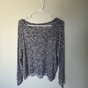 American Eagle Heathered Gray Soft Scoop Neck Long Sleeve Top